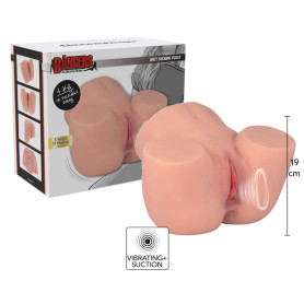 Masturbatore con vagina e ano vibrante con aspirazione stimolatore per pene hot
