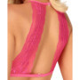 Completo sexy donna in pizzo con fiocco rosa lingerie erotica sensuale