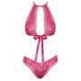 Completo sexy donna in pizzo con fiocco rosa lingerie erotica sensuale