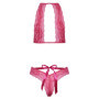 Completo sexy donna in pizzo con fiocco rosa lingerie erotica sensuale