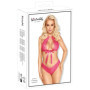 Completo sexy donna in pizzo con fiocco rosa lingerie erotica sensuale