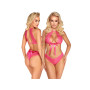 Completo sexy donna in pizzo con fiocco rosa lingerie erotica sensuale