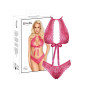 Completo sexy donna in pizzo con fiocco rosa lingerie erotica sensuale