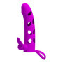 Guaina prolunga per pene vibrante con stimolatore clitoride in silicone