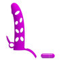 Guaina prolunga per pene vibrante con stimolatore clitoride in silicone
