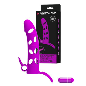 Guaina prolunga per pene vibrante con stimolatore clitoride in silicone