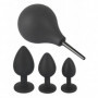 Kit plug anale set con peretta doccia anale butt pietra dildo in silicone nero