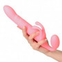 Vibratore doppio strap on rabbit ricaricabile in silicone plug anale indossabile