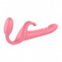 Vibratore doppio strap on rabbit ricaricabile in silicone plug anale indossabile