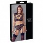 Completo intimo donna in pizzo nero trasparente reggiseno mutanda con reggicalze