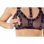 Completo intimo nero trasparente sexy lingerie donna reggiseno mutande reggicalze
