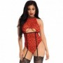 Body sexy leopardato donna bodysuit perizoma lingerie erotica con reggicalze hot