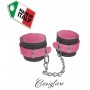 cavigliere bondage con catena acciaio in vera pelle pink fluo sexy uomo donna