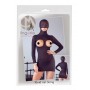 mini abito sexy nero manica lunga con maschera aperto seno per donna black