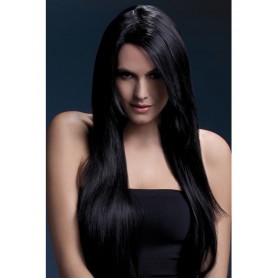 Parrucca professionale nera donna sexy come capelli veri lunga Frangia sensuale