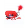 set gioco intimo manette frustino anello fallico maschera vibratore rosso sexy