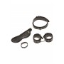 Kit costrittivo collare manette maschera e anello fallico in eco pelle nero