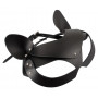 Maschera travestimento nero in eco pelle fetish bondage mask black cat