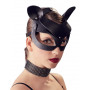 Maschera travestimento nero in eco pelle fetish bondage mask black cat