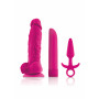 Kit set sex toys Fallo dildo realistico in silicone con ventosa plug e vibratore rosa