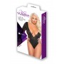 body manica lunga scollato per donna sexy nero modellante sensuale in pizzo