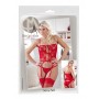 body lingerie intimo sexy rosso trasparente con reggi calze e collant per donna
