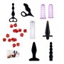 Kit set sex toy anale Vibratore fallo dildo vibrante in silicone nero plug butt anal e guaina fallica