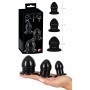 Kit 3pz fallo anale plug set mini medium maxi dildo anal sex toys nero black butt