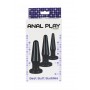 Kit plug anale set 3 pz mini maxi dilatatore tappo anal butt fallo liscio nero