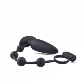 Plug anale piccolo in silicone nero con anello fallico ritardante vibrante black