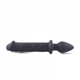 Dildo doppio realistico fallo vaginale anale con butt plug nero morbido in silicone
