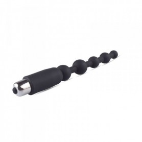 Vibratore anale in silicone nero fallo a sfere vibrante anal butt plug black