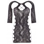 Mini abito aderente sexy per donna lingerie a rete hot black aperto trasparente