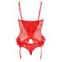 Intimo sexy rosso lingerie donna guepiere con reggi calze hot perizoma slip