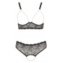 Set sexy intimo donna in pizzo sexy reggiseno aperto e perizoma slip nero xl xxl