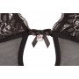 Intimo lingerie donna sexy nero erotica micro rete guepiere e perizoma aperto