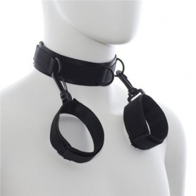 Costrittivo bdsm collare con manette bondage sexy restraint schiavo sadomaso