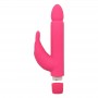 Vibratore rabbit doppio dildo vibrante con stimolatore per clitoride fallo rosa