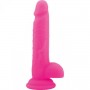 Dildo Fallo realistico Vaginale con testicoli  ventosa in silicone rod Slim Pink