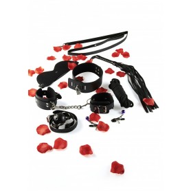 Kit costrittivo bdsm manette collare con guinzaglio morso frusta bondage fetish