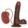 Vibratore vaginale anale con ventosa e testicoli pene finto realistico vibrante