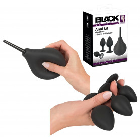 Kit plug anale set con peretta doccia anale butt pietra dildo in silicone nero