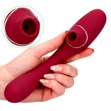 Vibratore doppio stimolatore vaginale succhia clitoride in silicone ricaricabile