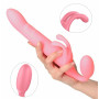 Vibratore doppio strap on rabbit ricaricabile in silicone plug anale indossabile