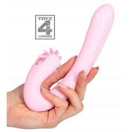 Vibratore vaginale per clitoride stimolatore doppio dildo fallo in silicone rosa