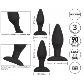 Set 3 pz plug anale in silicone nero kit dilatatore anal butt stimolatore sextoy
