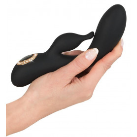 Vibratore ricaricabile doppio fallo rabbit vaginale clitoride dildo in silicone