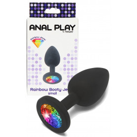 Plug anale con pietra fallo in silicone dilatatore tappo anal butt sex toys nero