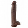 Fallo maxi pene finto realistico grande con ventosa e testicoli dildo marrone