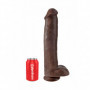 Fallo maxi pene finto realistico grande con ventosa e testicoli dildo marrone